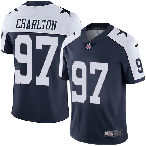 Nike Cowboys #97 Taco Charlton Navy Blue Thanksgiving Men's Stitched NFL Vapor Untouchable Limited Throwback Jersey